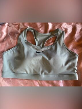 Nike Sage Green Racerback Sports Bra with Black Swoosh
